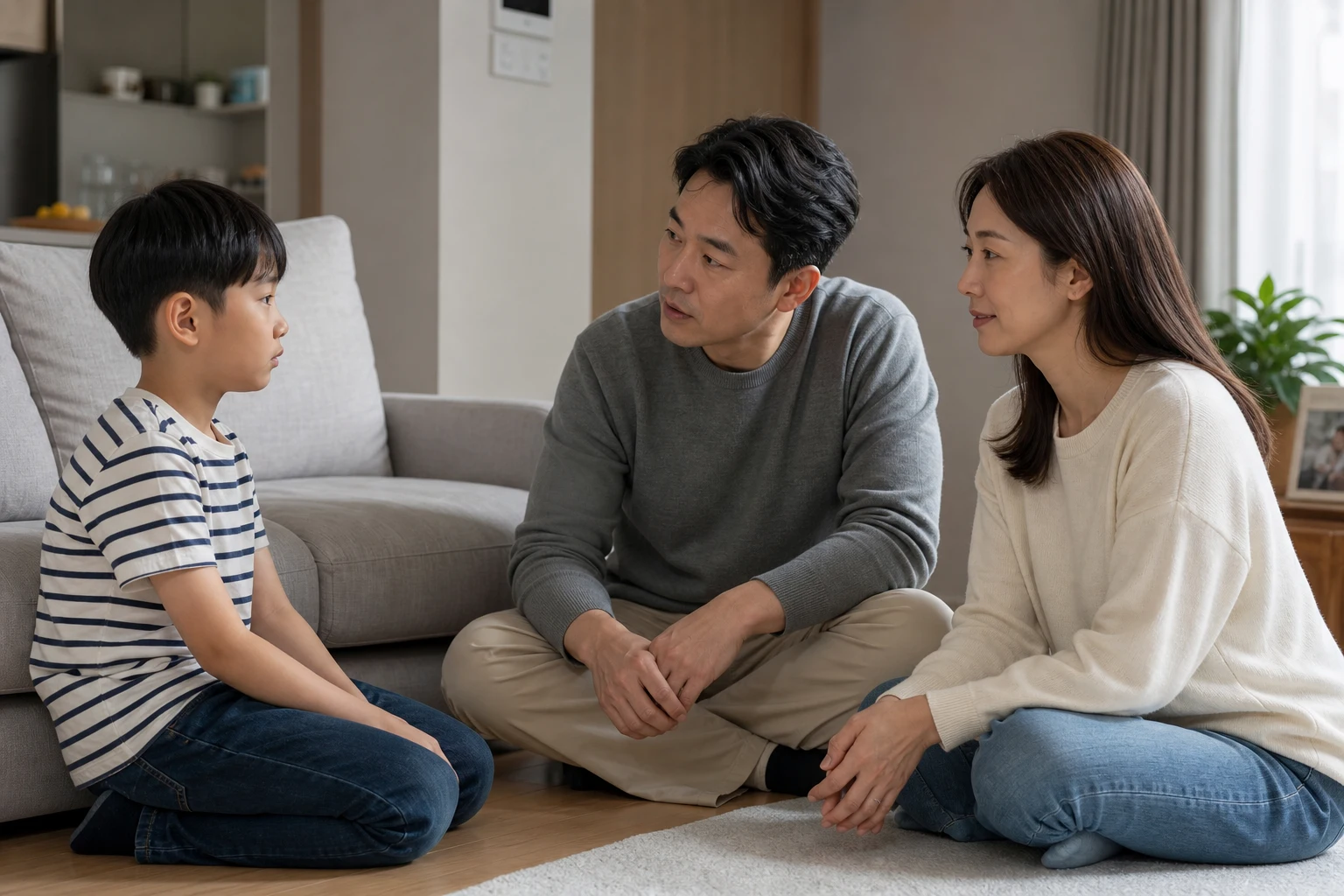이혼 후 재결합 자녀 기대와 불안 듣기을 함께 검토하는 모습